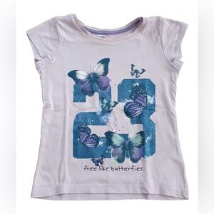 Dopo Dopo Girls Butterfly Graphic T-Shirt Short Sleeve Lavender Size 5–6 Years